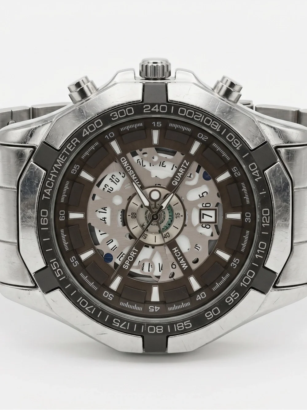 NWT Winisond Men's Silver Stainless Steel Quartz Sport Watch - Brand New